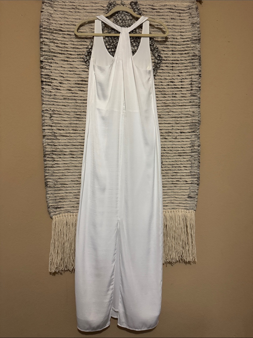 BCBGMaxAzria White Racerback Maxi Dress with Back Keyhole - Picture 3 of 4